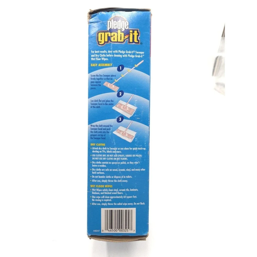 NIB Pledge Grab It Kit 1 Sweeper & 10 Dry Cloths Electrostatic Dusting Floors